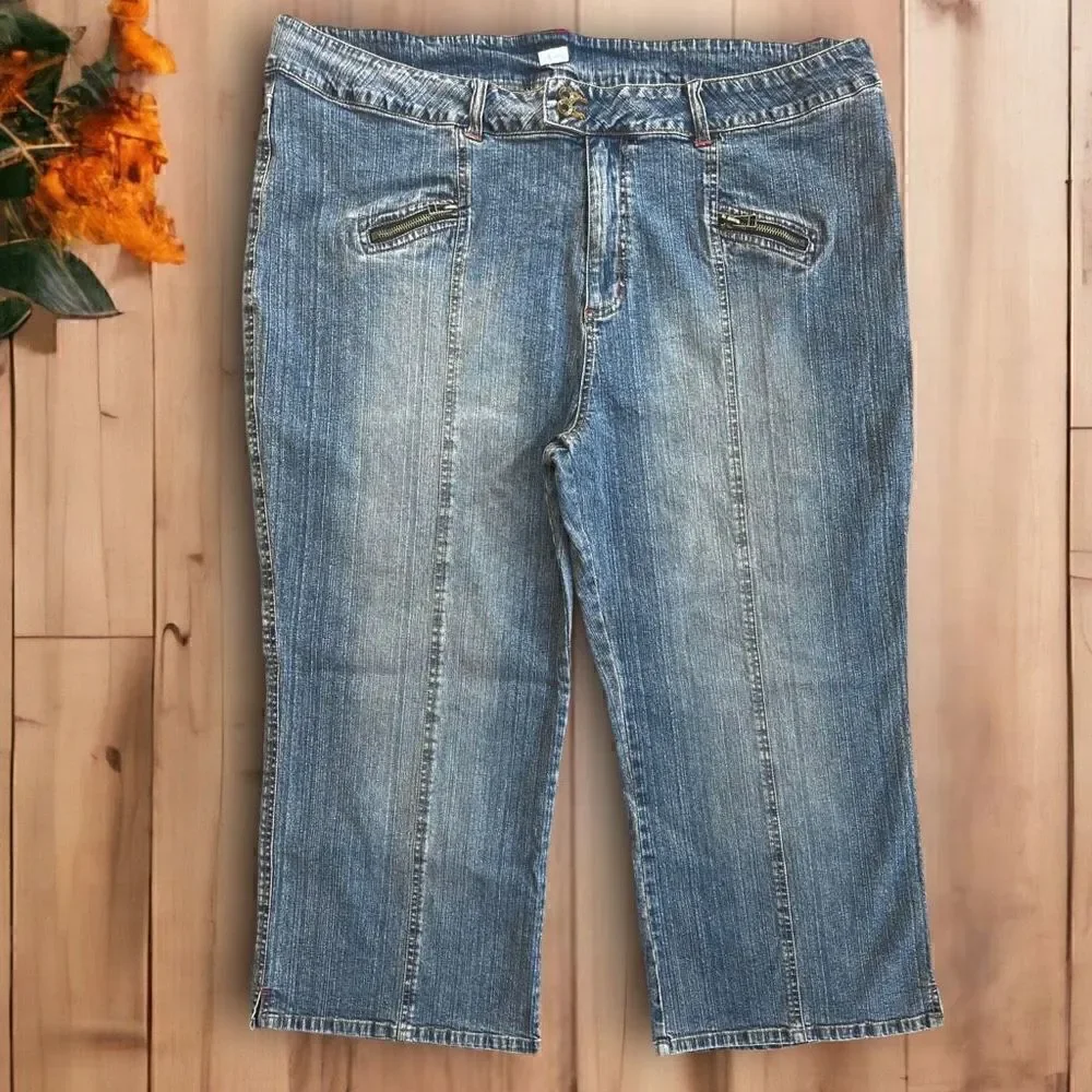 Vintage 80’s Wide Leg Crop Jeans High Waist Route 66 Sz 26